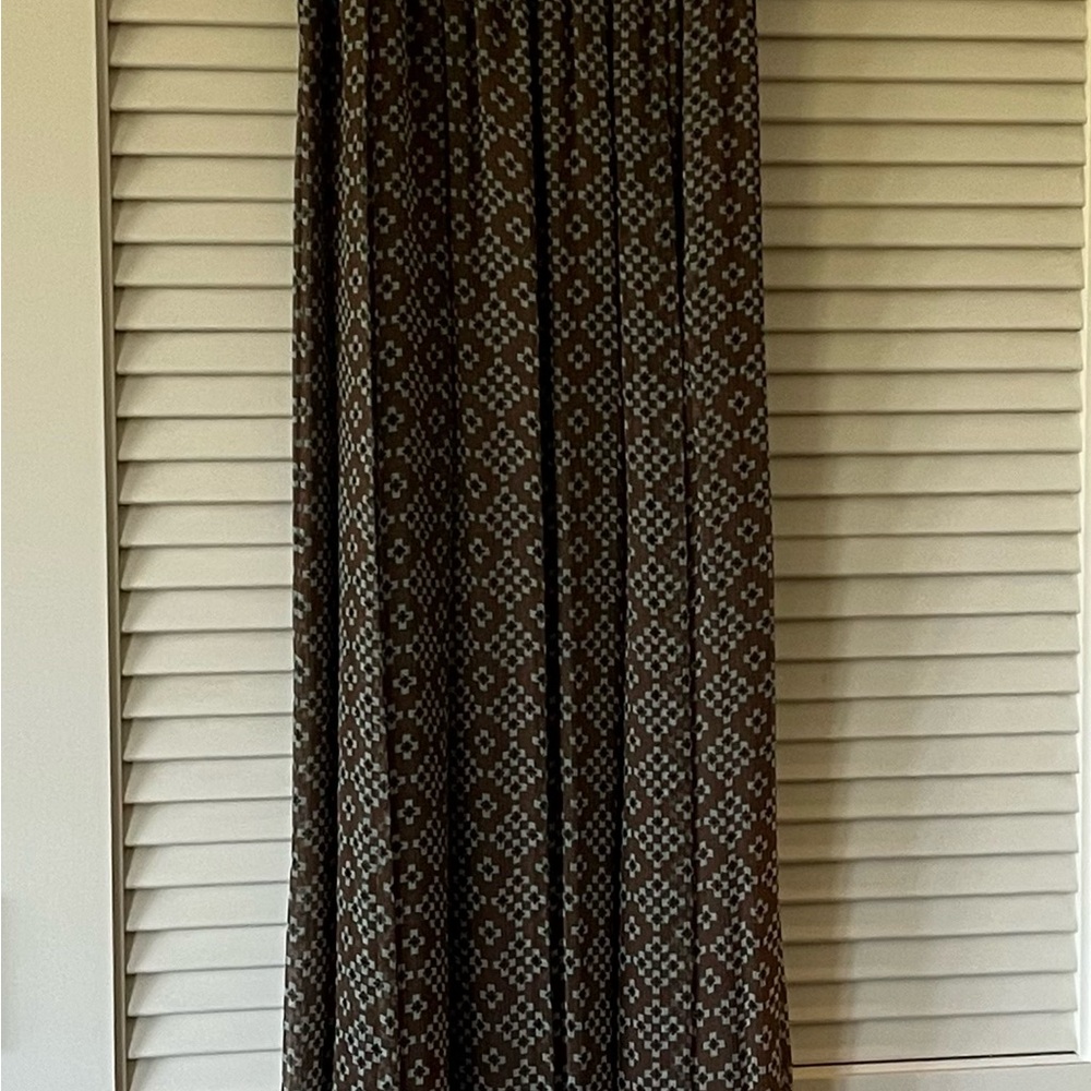 Scoop NYC Strapless Blue and Brown Maxi Dress with smocked top